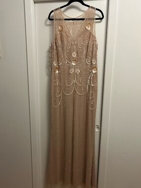 BHLDN Beaded Nude/Champagne Maxi Dress